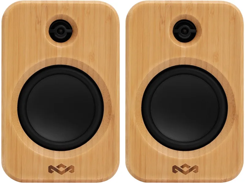 Get Together Duo 2 Bluetooth Boekenplank Speakers - Draadloze Speaker - Hifi speakers - Stereo Set - Home Audio - FSC Bamboo Hout - Versie 2 van House of Marley in Bruin – productfoto