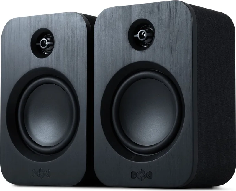 Get Together Duo Bluetooth Speaker Draadloos - Boekenplank Speakers - Hifi speakers - Stereo Set - Home Audio - Limited Edition van House of Marley in Zwart – productfoto
