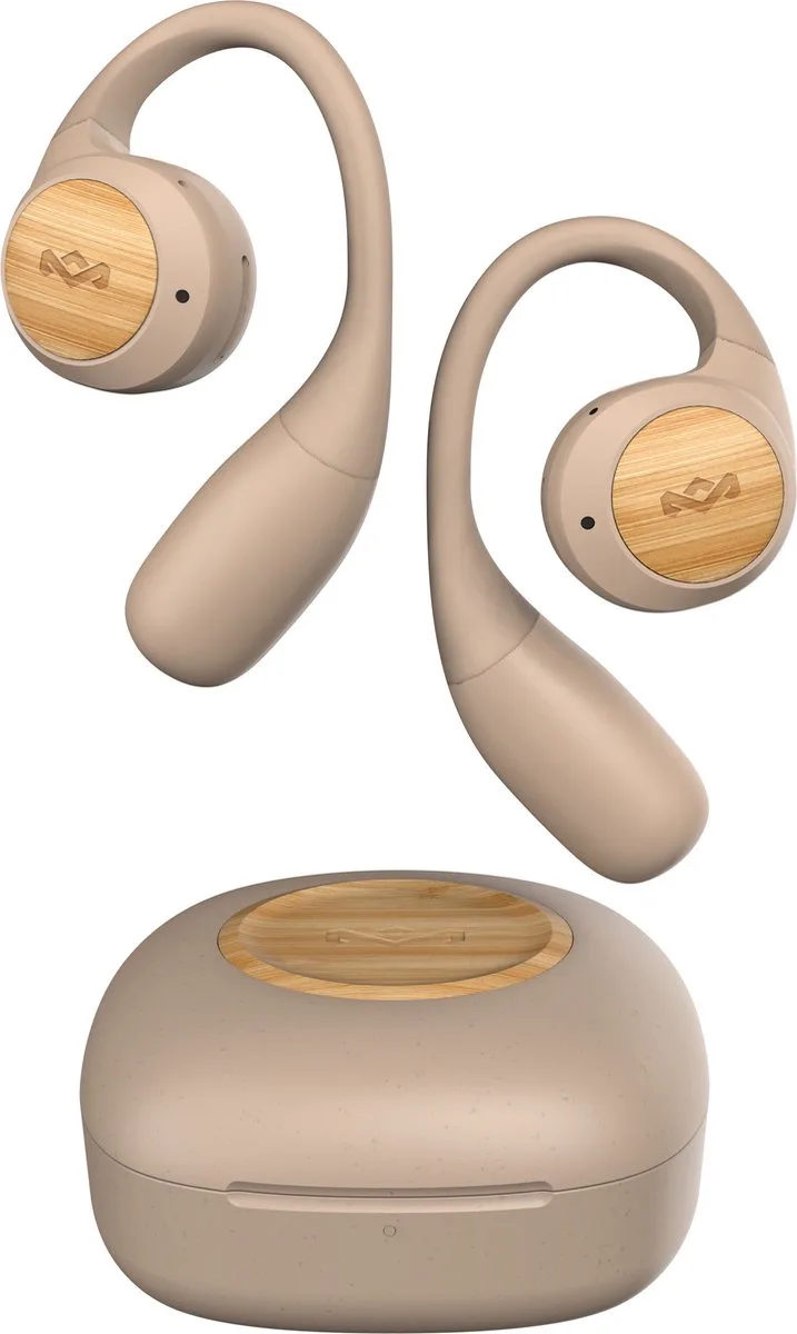 Liberate Open Draadloze Oordopjes - Open Ear Bluetooth Sport Oortjes - 20 uur Batterijduur - Zweetbestendig en Waterbestendig - USB C - Gemaakt van Duurzame Materialen - Cream by House of Marley in Cream – product photo
