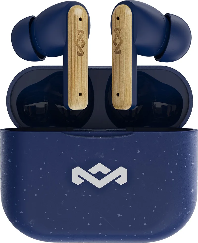 Little Bird Draadloze Oordopjes - Bluetooth Oortjes Draadloos - 24 uur Batterijduur - Eco Friendly Design - Quickcharge - Touchbediening van House of Marley in Blauw – productfoto