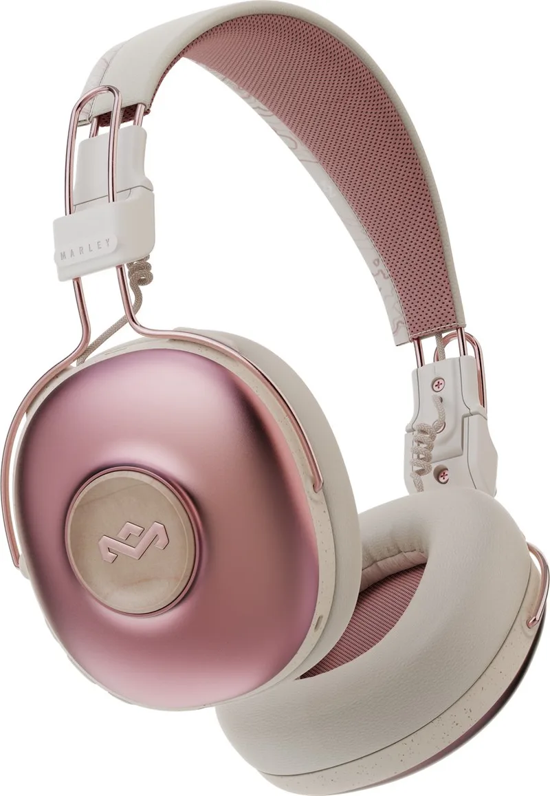 Positive Vibration Frequency Draadloze Koptelefoon - Bluetooth Hoofdtelefoon - 34 uur Batterijduur - Over Ear Design - Microfoon - Duurzame Materialen van House of Marley in Roze – productfoto