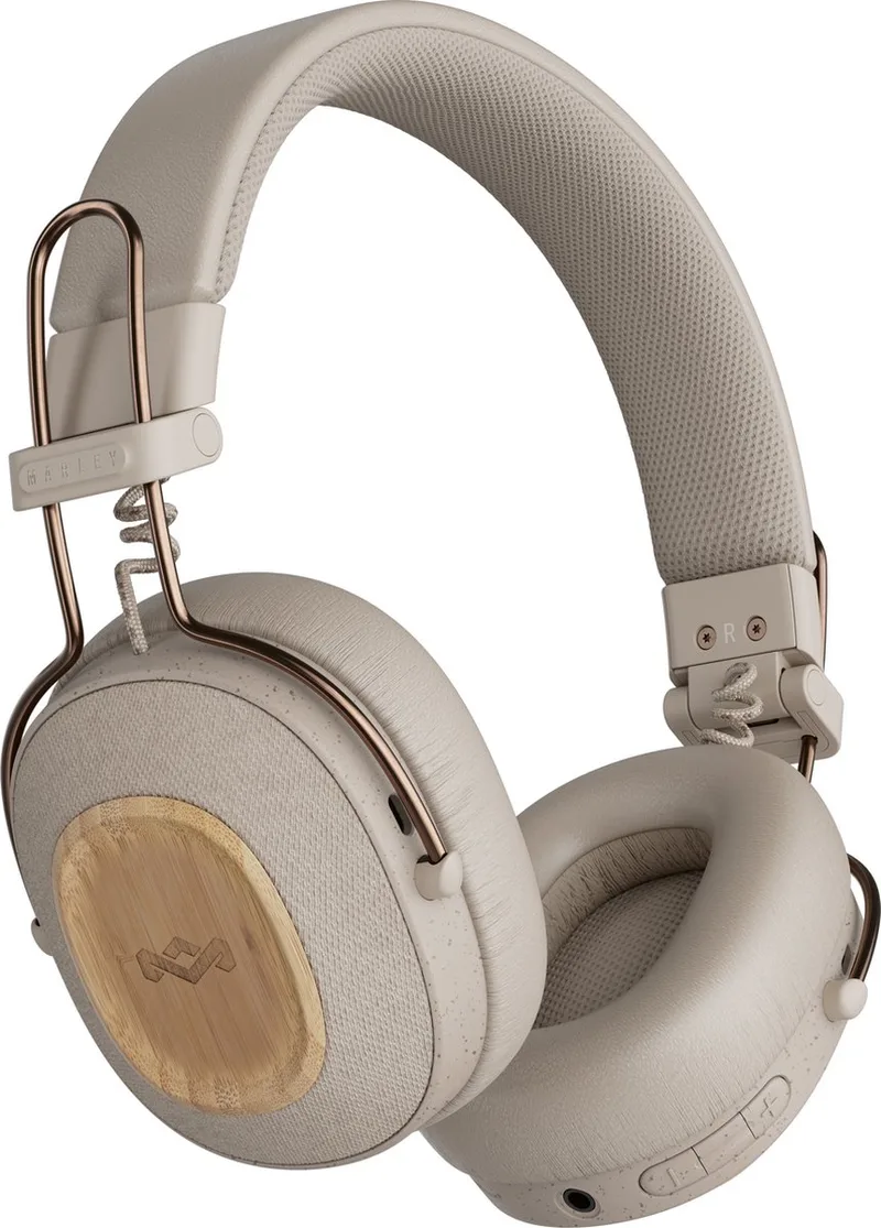 Positive Vibration Riddim Draadloze Koptelefoon - Bluetooth Hoofdtelefoon - 50 uur Batterijduur - Microfoon - Quickcharge - Duurzame Materialen van House of Marley in Crème – productfoto