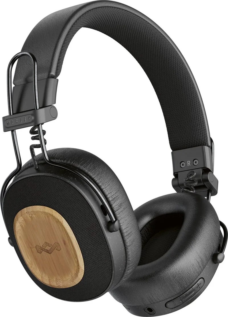 Positive Vibration Riddim Draadloze Koptelefoon - Bluetooth Hoofdtelefoon - 50 uur Batterijduur - Microfoon - Quickcharge - Duurzame Materialen van House of Marley in Zwart – productfoto