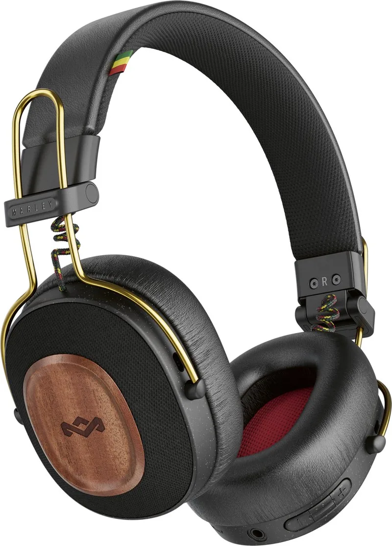 Positive Vibration Riddim Draadloze Koptelefoon - Bluetooth Hoofdtelefoon - 50 uur Batterijduur - Microfoon - Quickcharge - Duurzame Materialen van House of Marley in Rasta – productfoto