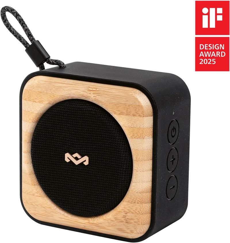 Roots Bluetooth speaker - Draadloze compacte speaker - Ingebouwde Flesopener - Waterproof - 10 uur Batterijduur - Gemaakt van Duurzame Materialen van House of Marley in Zwart – productfoto