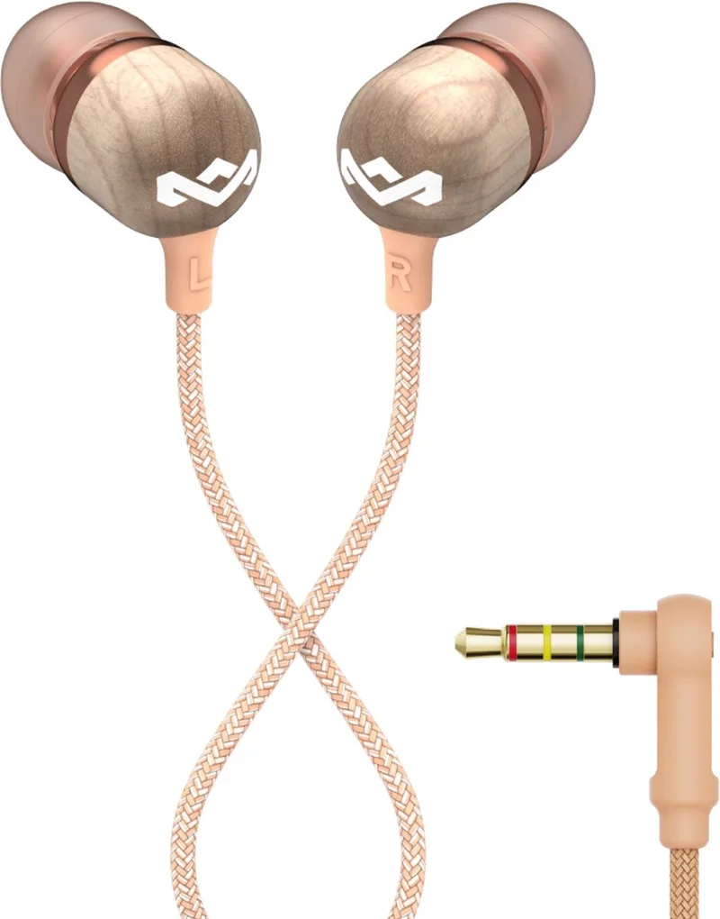 Smile Jamaica Oortjes met Draad - Bedrade Oordopjes 3,5 mm Aansluiting - Met Microfoon en 1knopsbediening - Eco Friendly Design - 9 mm Drivers - Knoopvrije Kabel by House of Marley in Copper – product photo