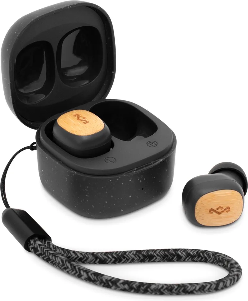 Smile Jamaica TWS Draadloze Oordopjes - Bluetooth Oortjes Draadloos - 14 uur Batterijduur - Met Microfoon - Gemaakt van Duurzame Materialen van House of Marley in Zwart – productfoto