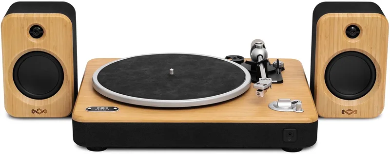 Stir It Up 2 Bluetooth Platenspeler met Passieve Speakers - Home Audio - LP Speler - Vinyl - Auto-stop - Anti Skating - Ingebouwde Voorversterker - FSC goedgekeurd Bamboe Hout - Audio Technica Element van House of Marley in Bundel met speakers – productfoto