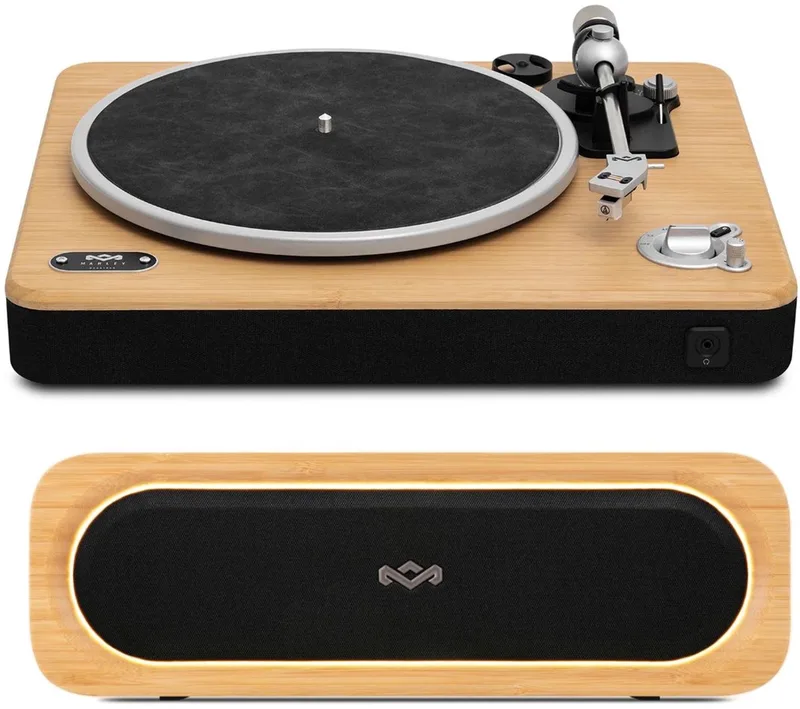 Stir It Up Wireless 2 En Get Together 3 - Platenspeler En Bluetooth Speaker Set - Bamboe Ontwerp - Draadloos - Vinyl En Muziek Bundel van House of Marley in Bruin – productfoto