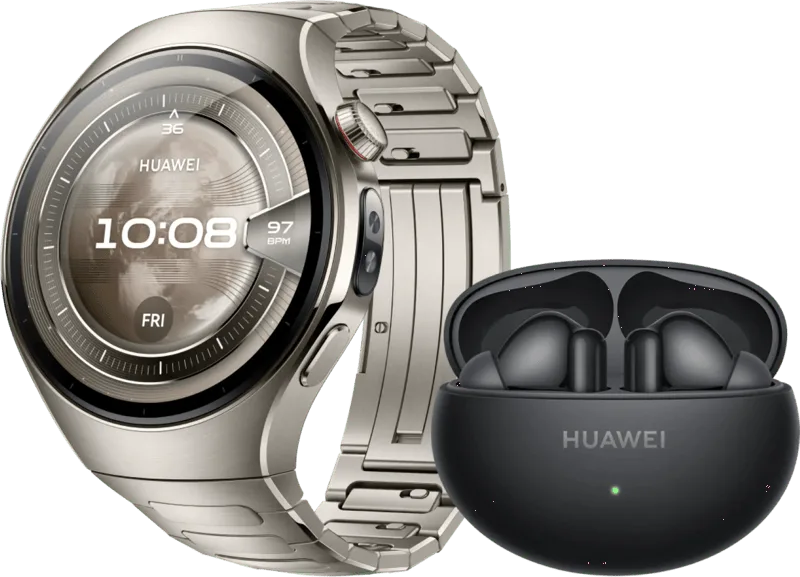 Watch 5 Silber 46 mm + Huawei FreeBuds 6i Schwarz de Huawei – photo produit