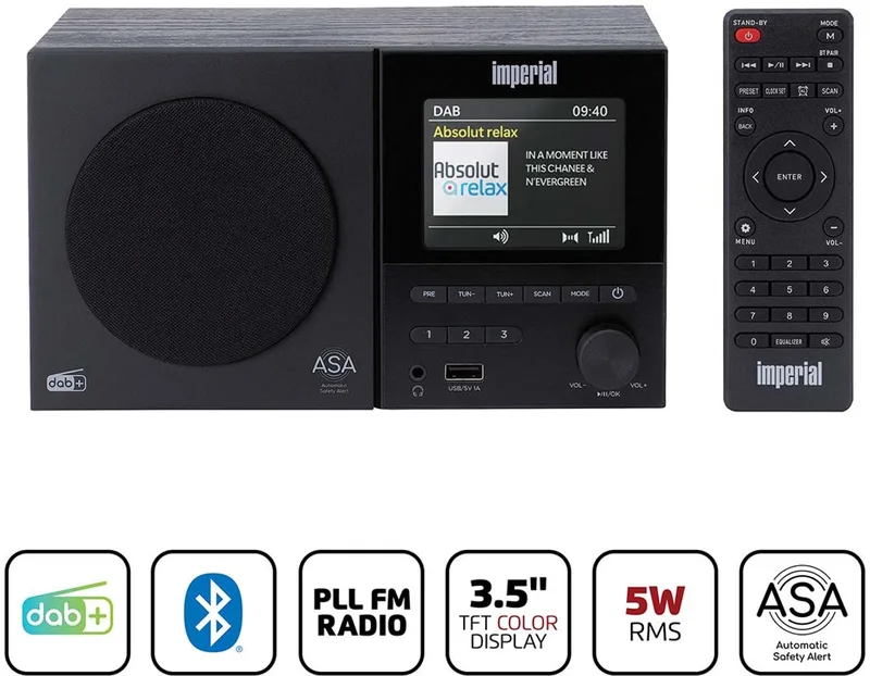 DABMAN-120BK DAB+/FM Radio - Bluetooth - USB van Imperial in Zwart – productfoto