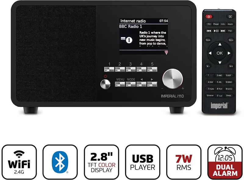 DABMAN i110 – Internetradio – DAB+ / FM Radio – WiFi by Imperial in Black – product photo