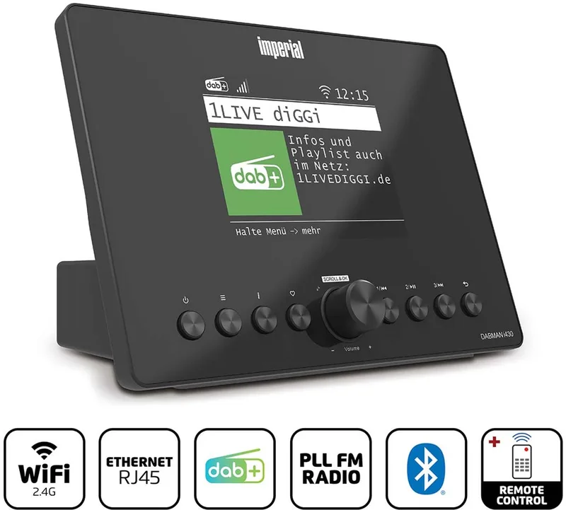 DABMAN i430BK - Tuner - Internetradio - DAB+ / FM - WiFi & LAN - Bluetooth van Imperial in Zwart – DABMANI430BK – productfoto