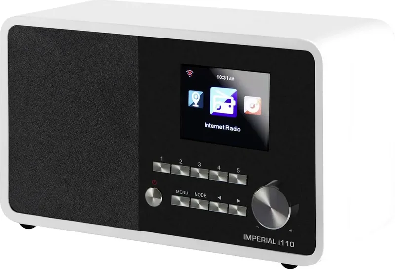 i110 Internet Tischradio Internet DLNA, USB, MP3, Funkempfang, Internetradio, WLAN Weckfunktion, DLNA-fähig Weiß fra Imperial – produktbillede 1 af 2