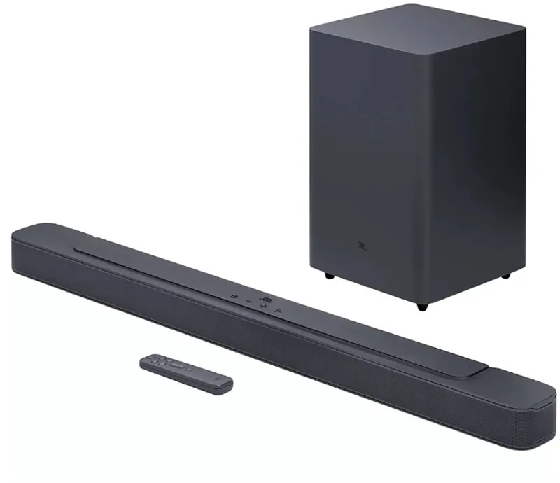Bar 2.1 - (MKII) - Soundbar met Draadloze Subwoofer - 2.1 - Home Cinema Systeem - 300W Vermogen - HDMI ARC - Bluetooth TV Soundbar - Diepe Bas van JBL in Zwart – productfoto