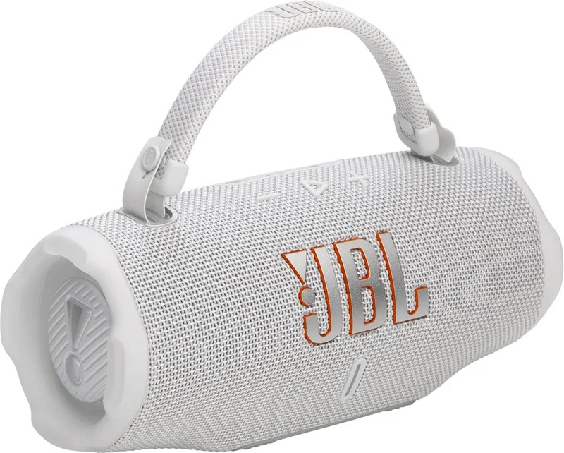 Charge 6 - Draadloze Bluetooth Speaker met Afneembare Draagriem - Portable Muziek Box - 28 uur - Waterdicht - IP68 van JBL in Wit – productfoto