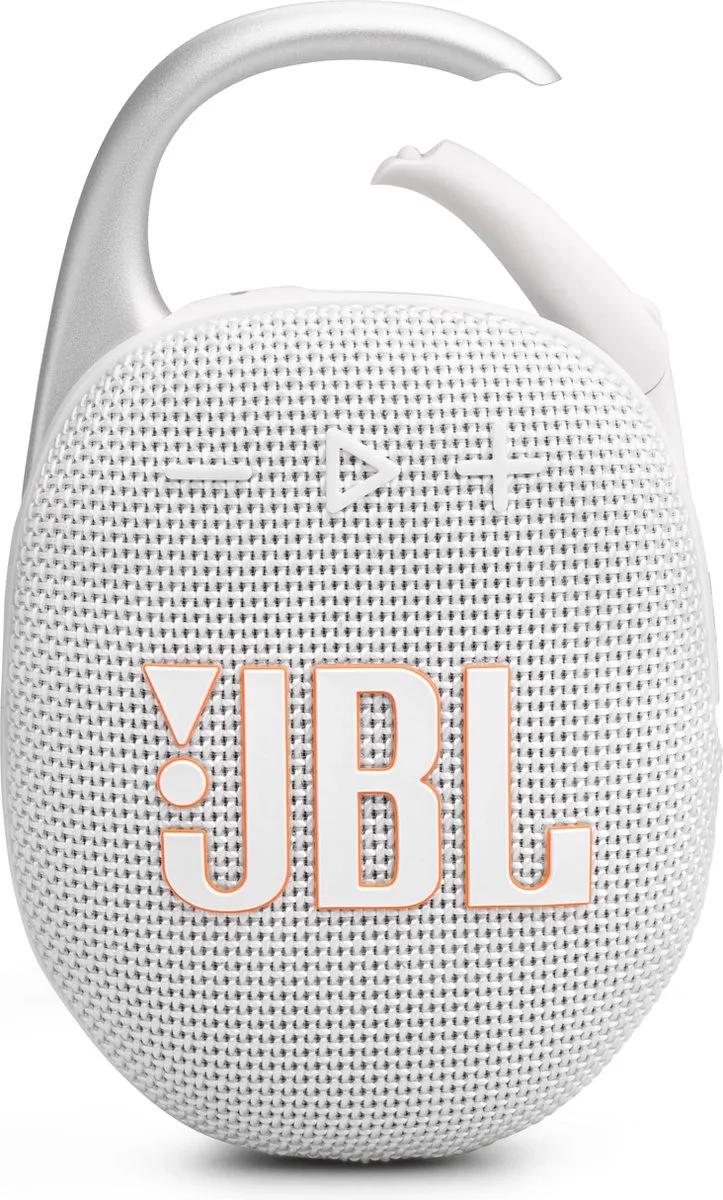 Clip 5 - Draagbare Bluetooth Mini Speaker - Met Haak om te hangen - Draadloos Muziek Box - 12 uur - Waterbestendig - IP67 by JBL in White – product photo