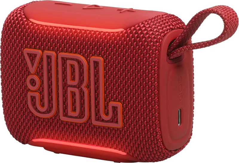 Go 5 - Draadloze Bluetooth Mini Speaker – Voor Onderweg en Thuis – Sfeerverlichting - Draadloos Muziek Box – Boxje - 10 uur - IP68 - Waterdicht von JBL in Rot – Produktfoto