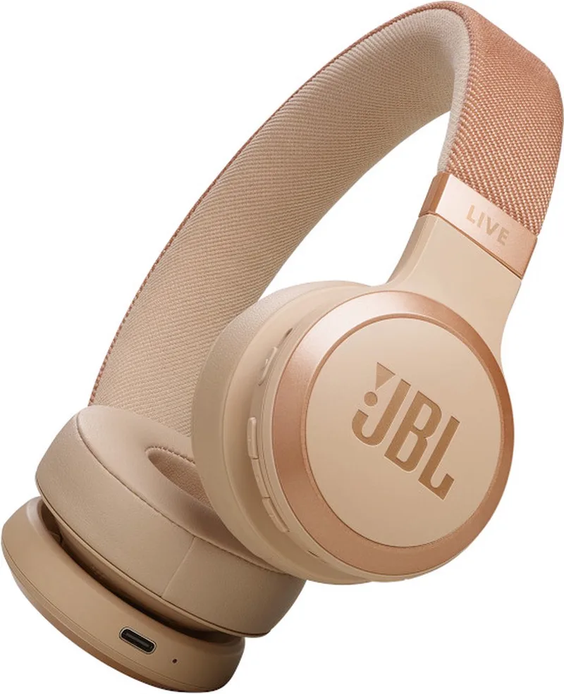 Live 670NC - Draadloze Noise Cancelling Koptelefoon - Bluetooth - On ear - 65 uur batterij - Adaptive ANC - Zand van JBL in Beige – productfoto