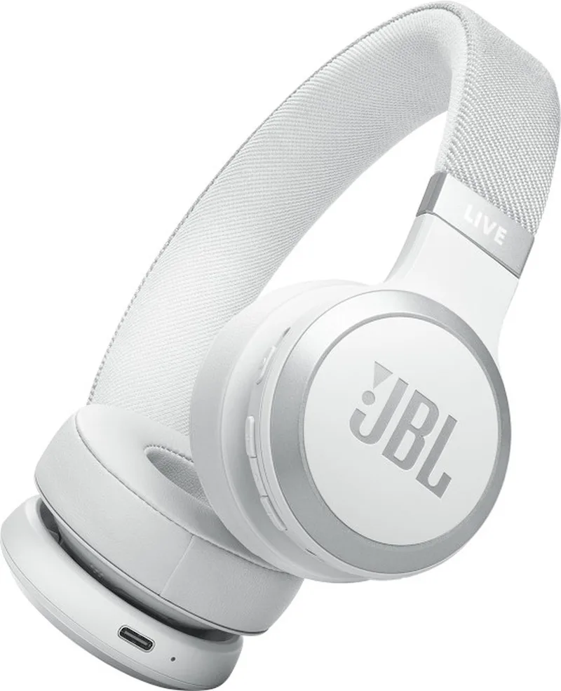 Live 670NC - Draadloze Noise Cancelling Koptelefoon - Bluetooth - On ear - 65 uur batterij - Adaptive ANC by JBL in White – product photo