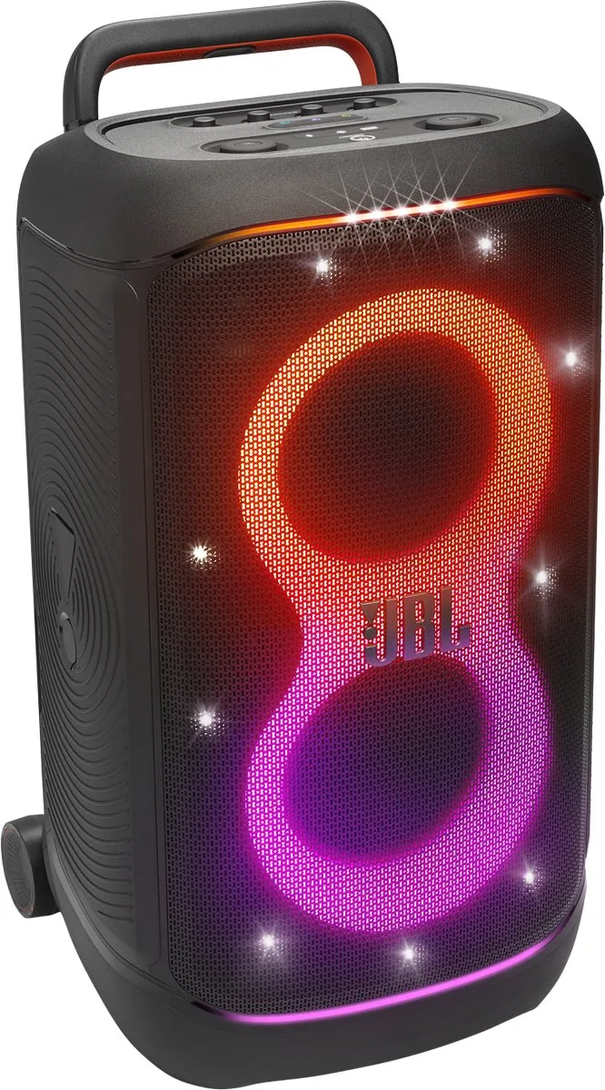 Partybox 520 - Draadloze Bluetooth Party Speaker - Op Wielen - Uitschuifbare Hangreep - LED verlichting - 15 uur - Spatwaterdicht van JBL in Zwart – productfoto