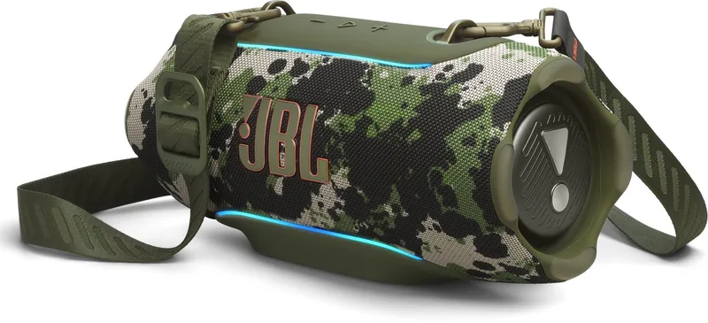 Xtreme 5 - Draagbare Bluetooth Speaker - Incl Afneembare Schouderband - Met Sfeerverlichting - Draadloze Muziek Box - 28 uur - Waterdicht - IP68 - Camouflage - Groen van JBL in Squad – productfoto