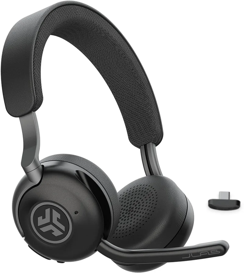 Epic Work Headset met Microfoon - Bluetooth Dongle - Computer Headset Voor Laptop en PC - 90 uur Batterij - USB C - 2 in 1 Charging Dock - Draadloze Koptelefoon by JLab in Epic – Zwart – product photo