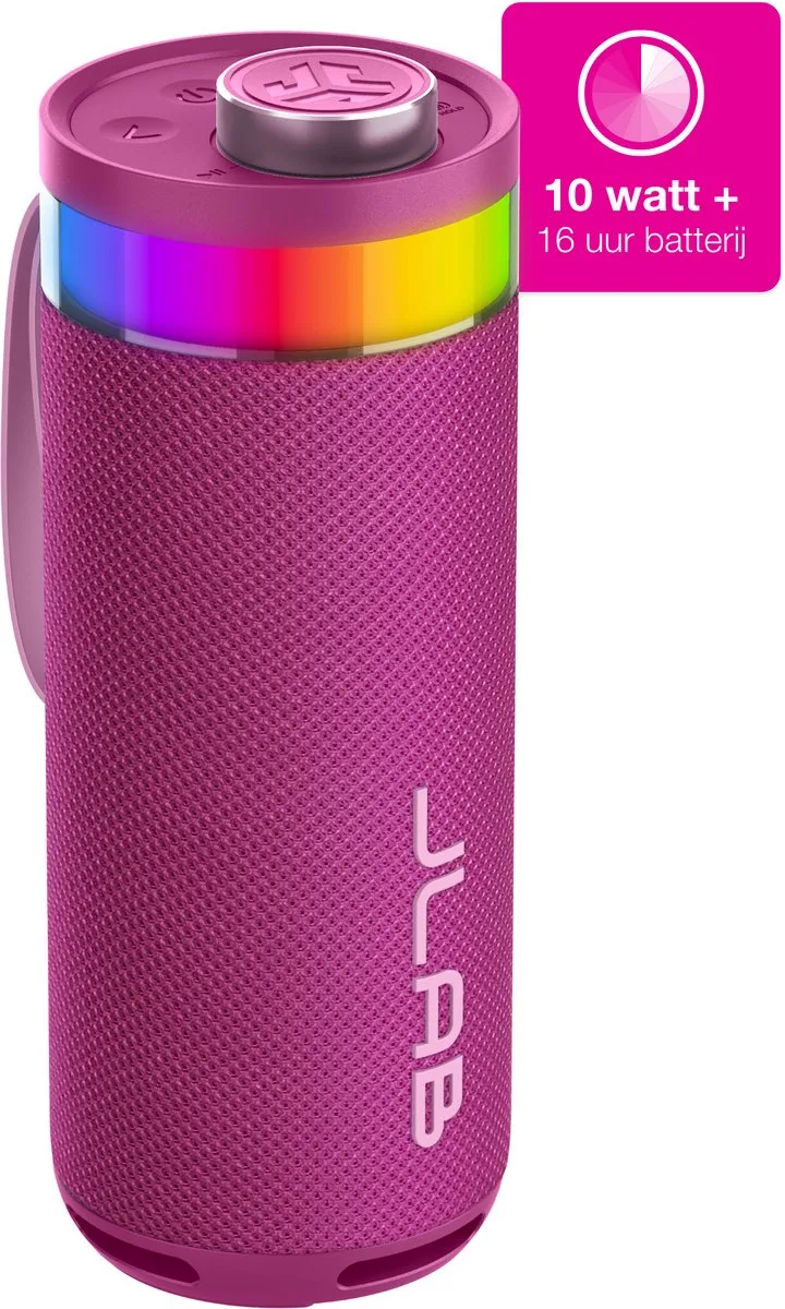 Go Bluetooth Speaker Draadloos - Draagbare Muziekbox - 16 uur Batterijduur - 10 Watt - Bass Boost - IPX6 Waterproof - Multipairing - Instelbare Party Lights - App Equalizer by JLab in Pink – product photo