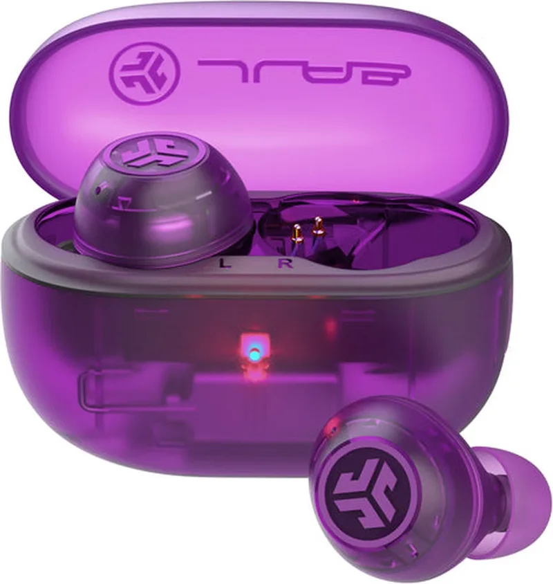 Go Pop ANC Draadloze Oordopjes - Noise Cancelling Oortjes Draadloos - 24 uur Batterijduur - Bluetooth Multipoint - Met Microfoon - Geschikt voor Android en Apple - Clear Purple van JLab in Paars – productfoto