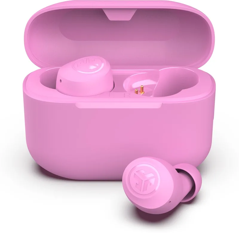 Go Pop Draadloze Oordopjes - Bluetooth Oortjes Draadloos - 35 uur Batterijduur - Be Aware Audio - Met Microfoon - Geschikt voor Android en Apple van JLab in Roze – productfoto