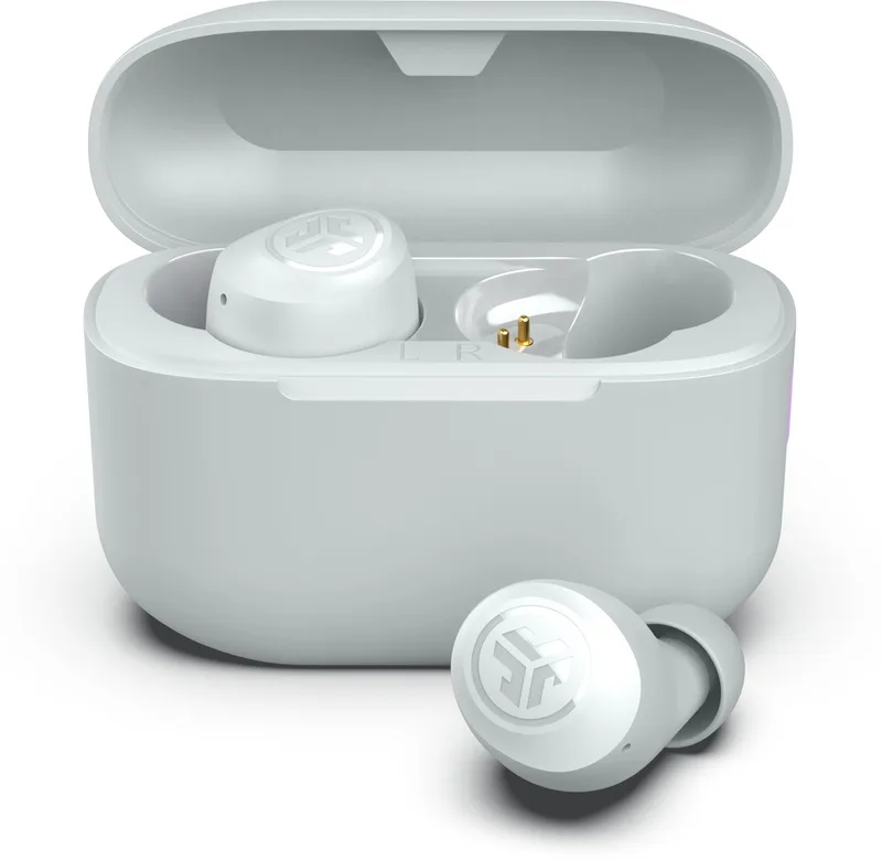 Go Pop Draadloze Oordopjes - Bluetooth Oortjes Draadloos - 35 uur Batterijduur - Be Aware Audio - Met Microfoon - Geschikt voor Android en Apple van JLab in Wit – productfoto