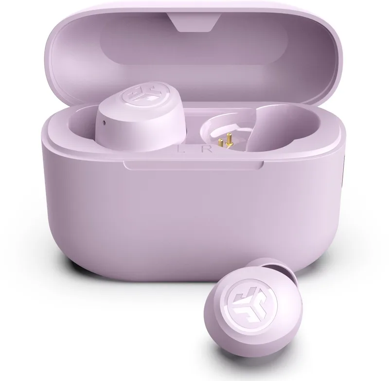Go Pop Draadloze Oordopjes - Bluetooth Oortjes Draadloos - 35 uur Batterijduur - Be Aware Audio - Met Microfoon - Geschikt voor Android en Apple van JLab in Paars – productfoto