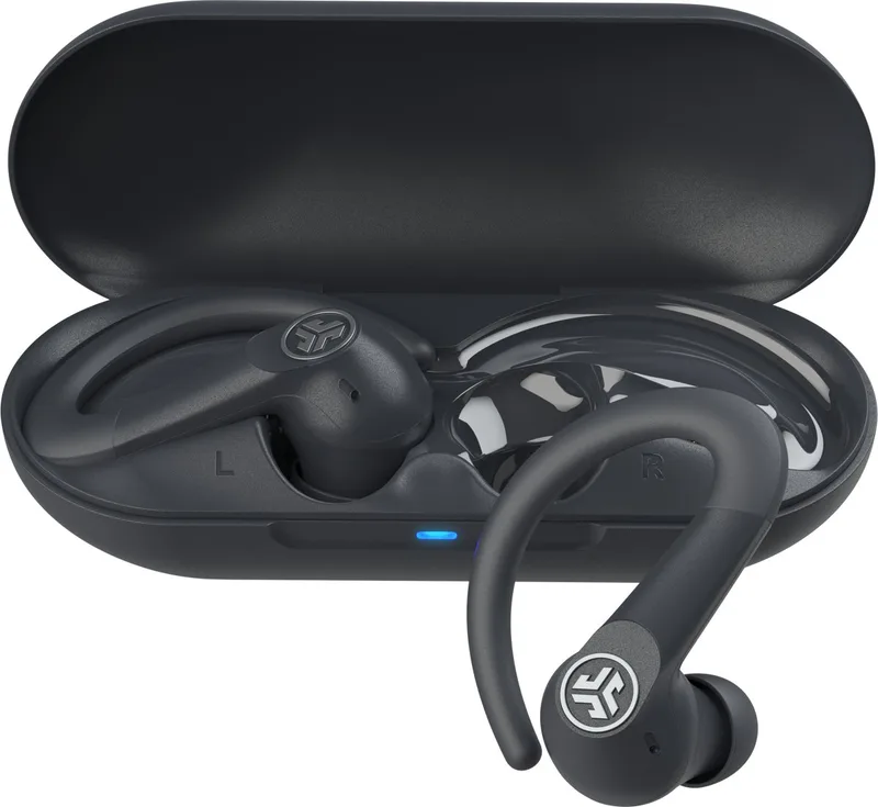Go Sport ANC Draadloze Sport Oordopjes - Active Noise Cancelling Oortjes Draadloos - 35 uur Batterij - Bluetooth - IP55 Zweetbestendig - In Ear - Hardlopen van JLab in Zwart – productfoto