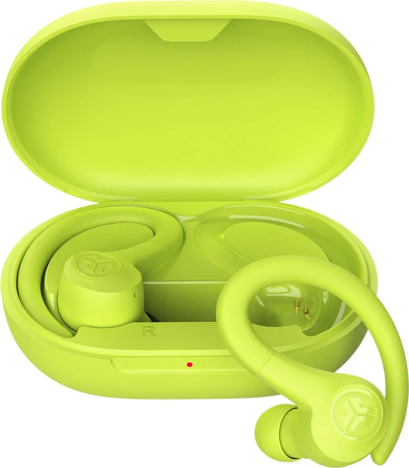 Go Sport Draadloze Oordopjes - Sport Oortjes Draadloos - 35 uur Batterijduur - Bluetooth - Oorhaak - IP55 Zweet- & Waterbestendig - Hardlopen by JLab in Yellow – product photo
