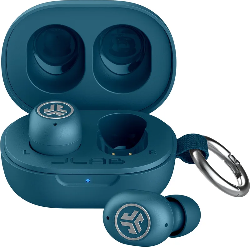 JBuds Mini ANC Draadloze Oordopjes - Active Noise Cancelling Oortjes Draadloos - 25 uur Batterijduur - Apple Find My - Bluetooth Multipoint - Met Microfoon - Geschikt voor Android en Apple van JLab in Donkerblauw – productfoto