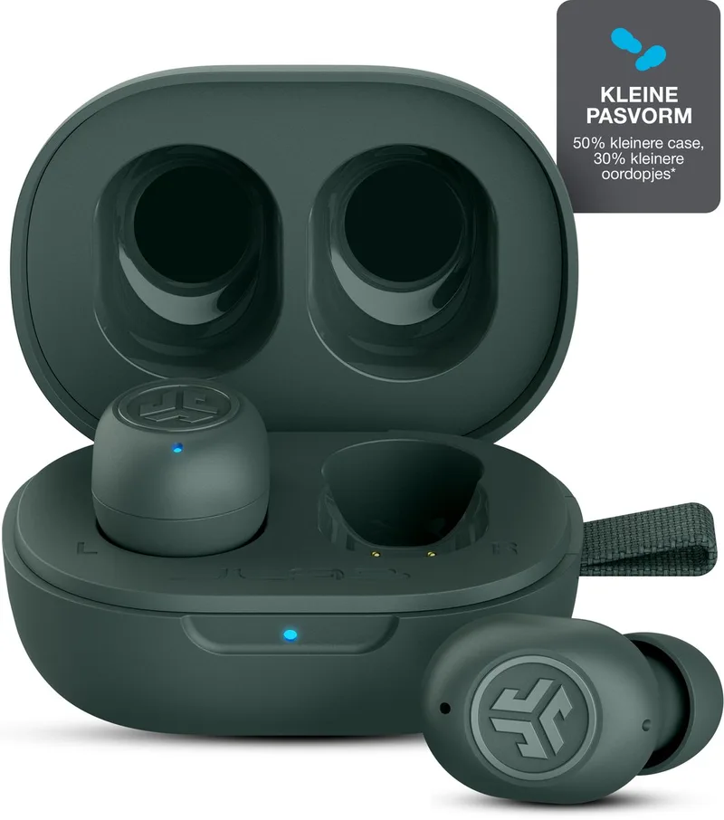 JBuds Mini Draadloze Oordopjes - Bluetooth Oortjes Draadloos - 20 uur Batterijduur - Klein Design - Noise Cancelling Microfoon - Touch Sensoren - Multipoint - Groen van JLab in Donkergroen – productfoto