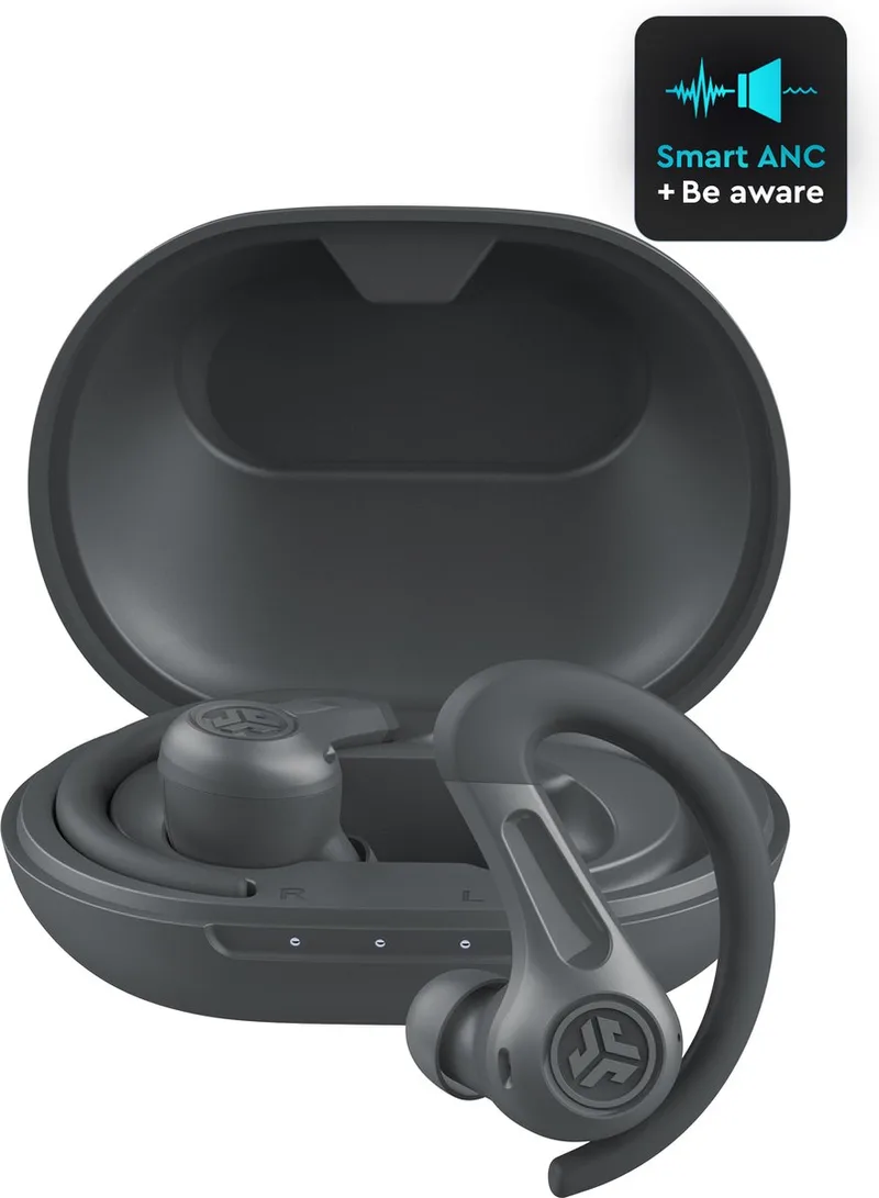 JBuds Sport ANC 4 Draadloze oordopjes - Bluetooth Oortjes Draadloos - Hybrid Active Noise Cancelling - 60 uur Batterijduur - IP66 Waterbestendig - Aanpasbare EQ3 - Hardlopen van JLab in Zwart – productfoto