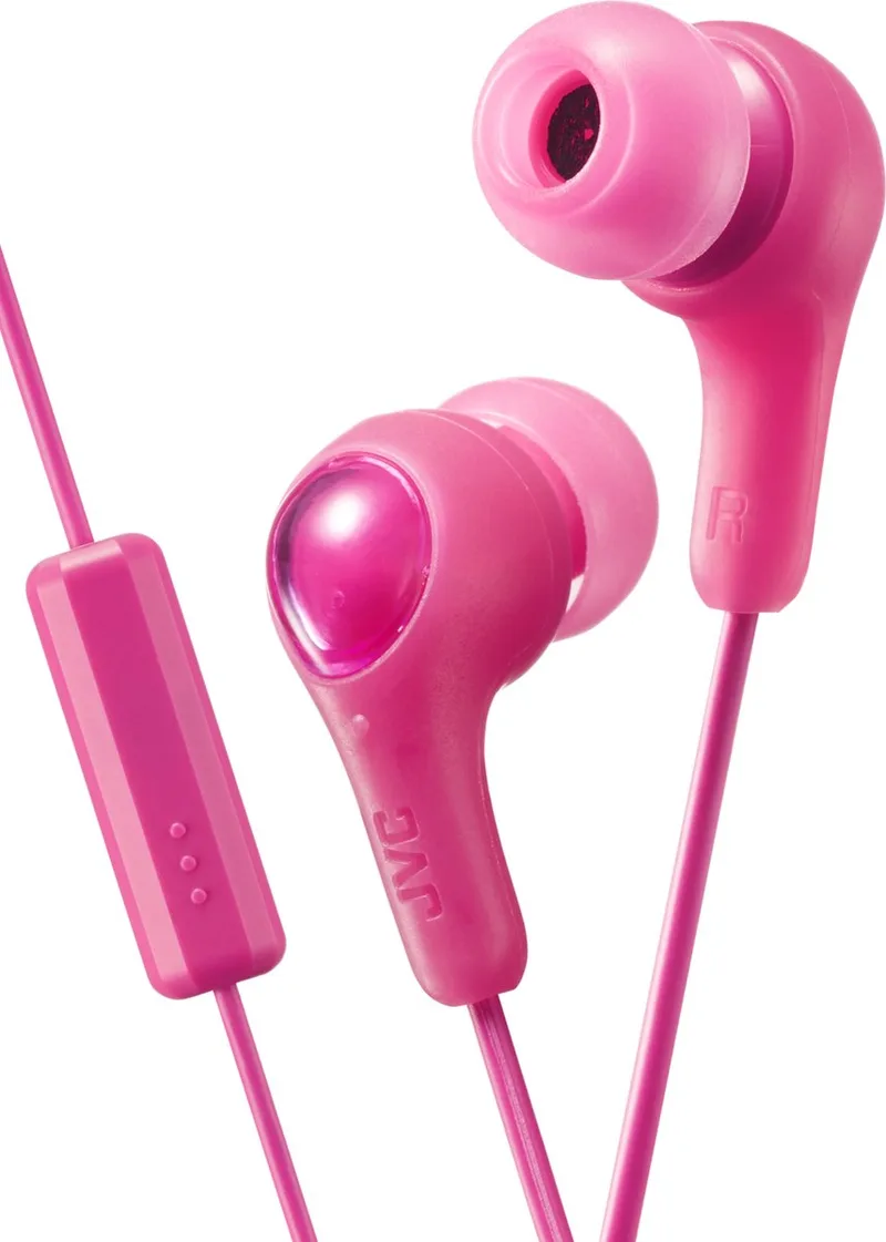 HA-FX7-M "Gumy Plus" oordopjes met afstandsbediening en microfoon van JVC in Roze – productfoto