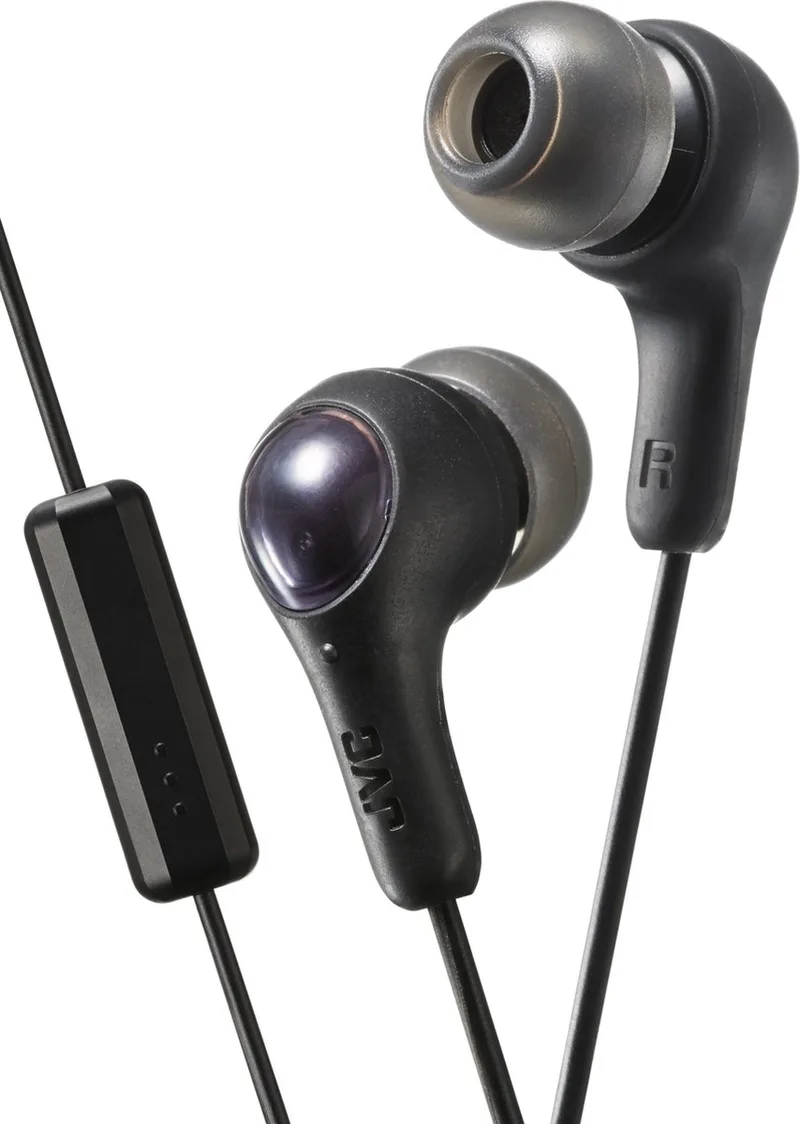 HA-FX7-M "Gumy Plus" oordopjes met afstandsbediening en microfoon van JVC in Zwart – productfoto