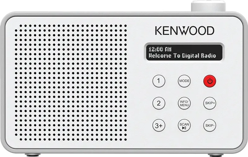 CR-M25DAB Draagbare DAB+ radio met automatische veiligheidswaarschuwingsfunctie van Kenwood Audio in Wit – productfoto