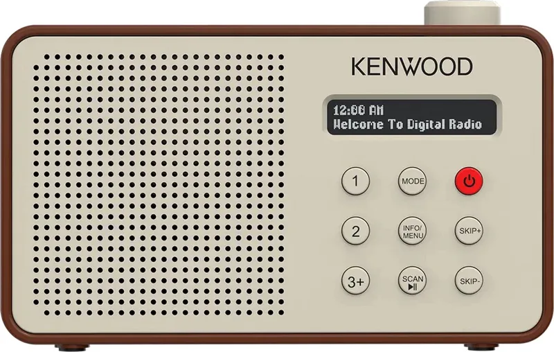 CR-M25DAB Draagbare DAB+ radio met automatische veiligheidswaarschuwingsfunctie van Kenwood Audio in Bruin – productfoto