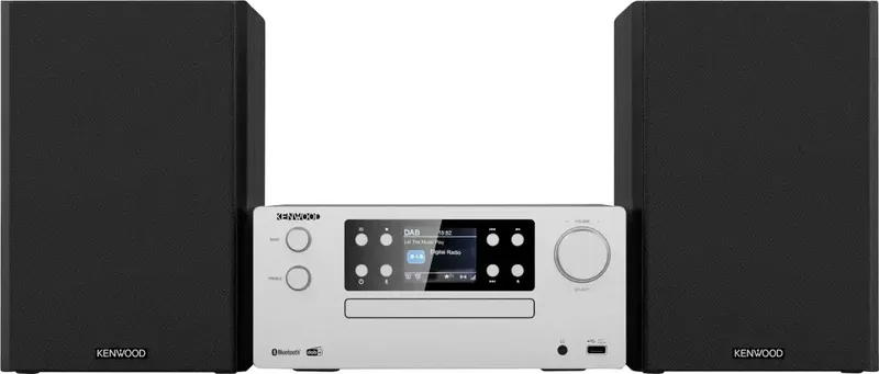 M-925DAB-S Stereoset Bluetooth, AUX, USB, DAB+, Radio, CD, MP3 Incl. afstandsbediening 2 x 50 W von Kenwood Audio in Silber – Produktfoto