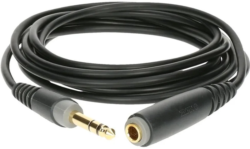 koptelefoonverlenging, 6,3 mm, 6 m AS-EX20600, goudcontacten - Audio kabel by Klotz in Black – product photo