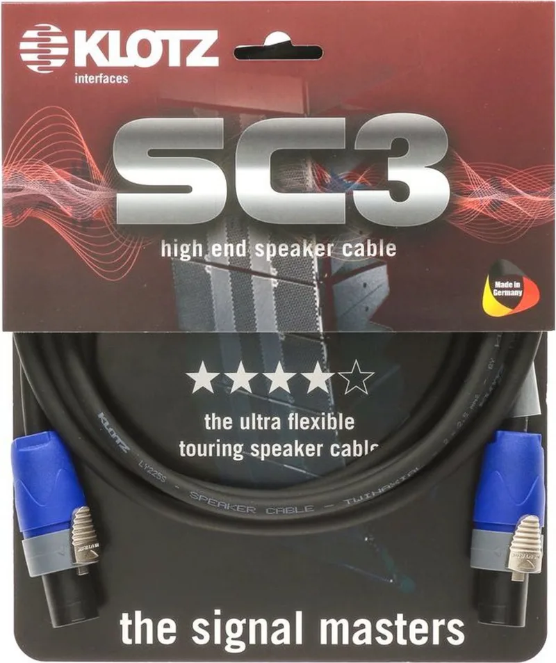 SC3-20SW Neutrik speakON 2p - speakON 2p speakerkabel 20 m van Klotz in Zwart – productfoto