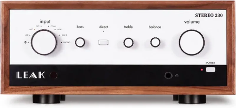 Stereo 230 Versterker 2x115W - Krachtige Hi-Fi Prestaties - Kristalheldere Audio - Flexibele Connectiviteit van LEAK in Walnoot – productfoto