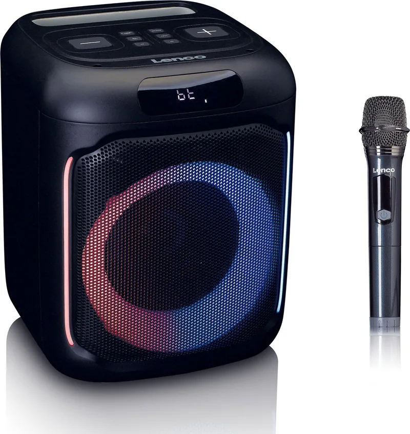 Bluetooth Speaker - Draadloze Party Speaker met Verlichting en Microfoon - PA-101BK by Lenco in Black – product photo 1 of 2