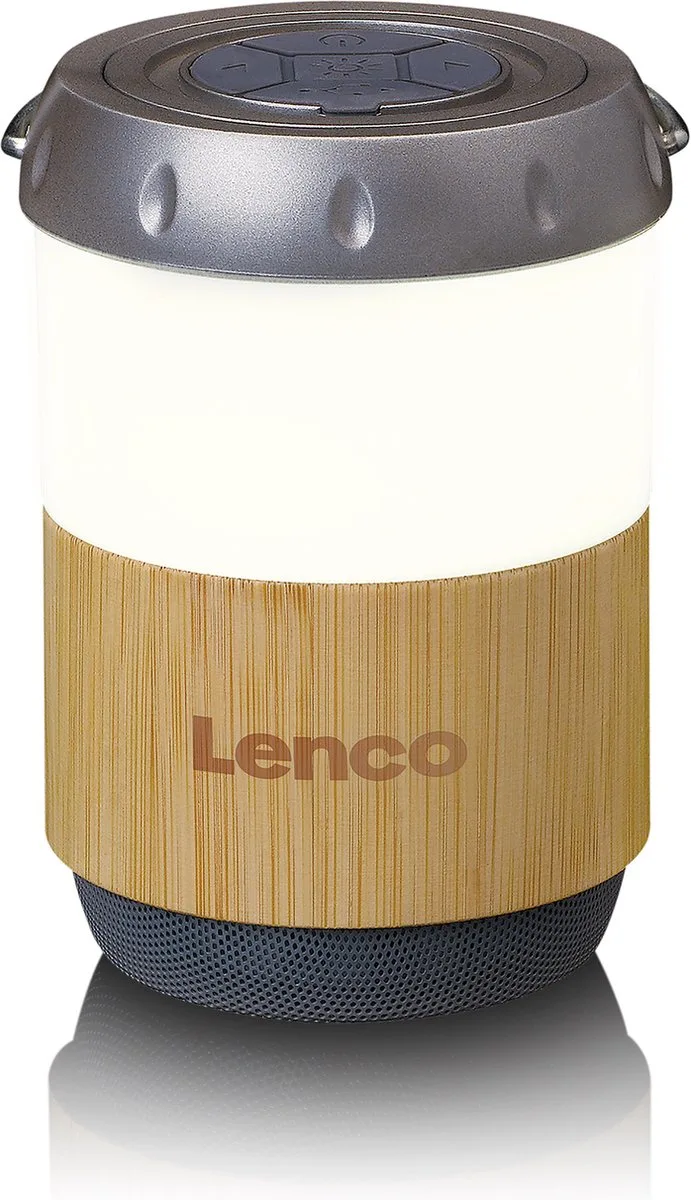 BTL-030BA - Lantaarn met ingebouwde Bluetooth Speaker - Bamboo by Lenco in Wit-Bamboe – product photo