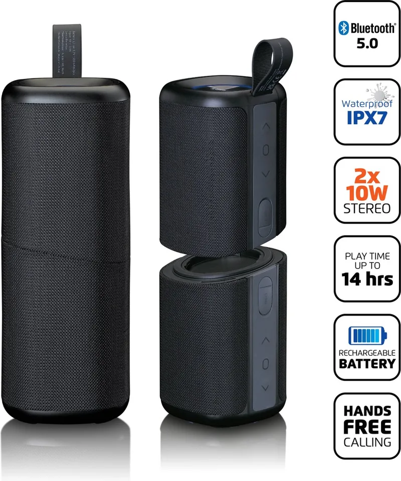 BTP-400BK - Bluetooth Speaker Draadloos - Waterproof van Lenco in Zwart – productfoto