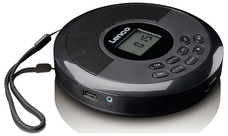 CD-340BK - Draagbare CD-/MP3-speler met Bluetooth en ingebouwde speakers van Lenco in Zwart – productfoto 2 van 2