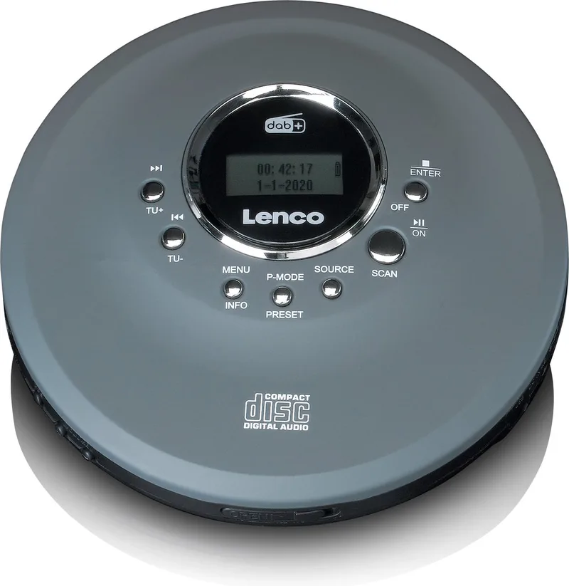 CD-400GY Discman - Draagbare CD-MP3 Speler met DAB+ en FM Radio - Anti-Shock bescherming en oplaadbare Batterij van Lenco in Antraciet – productfoto